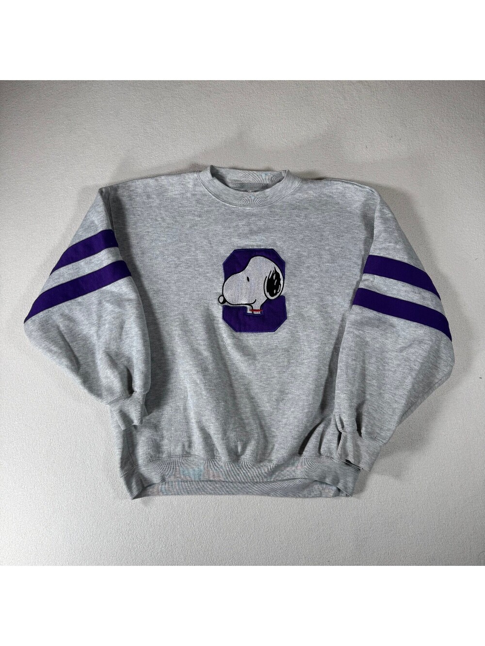 Vintage Toonami Grey Sweatshirt with Snoopy Patch and Purple Stripes XL